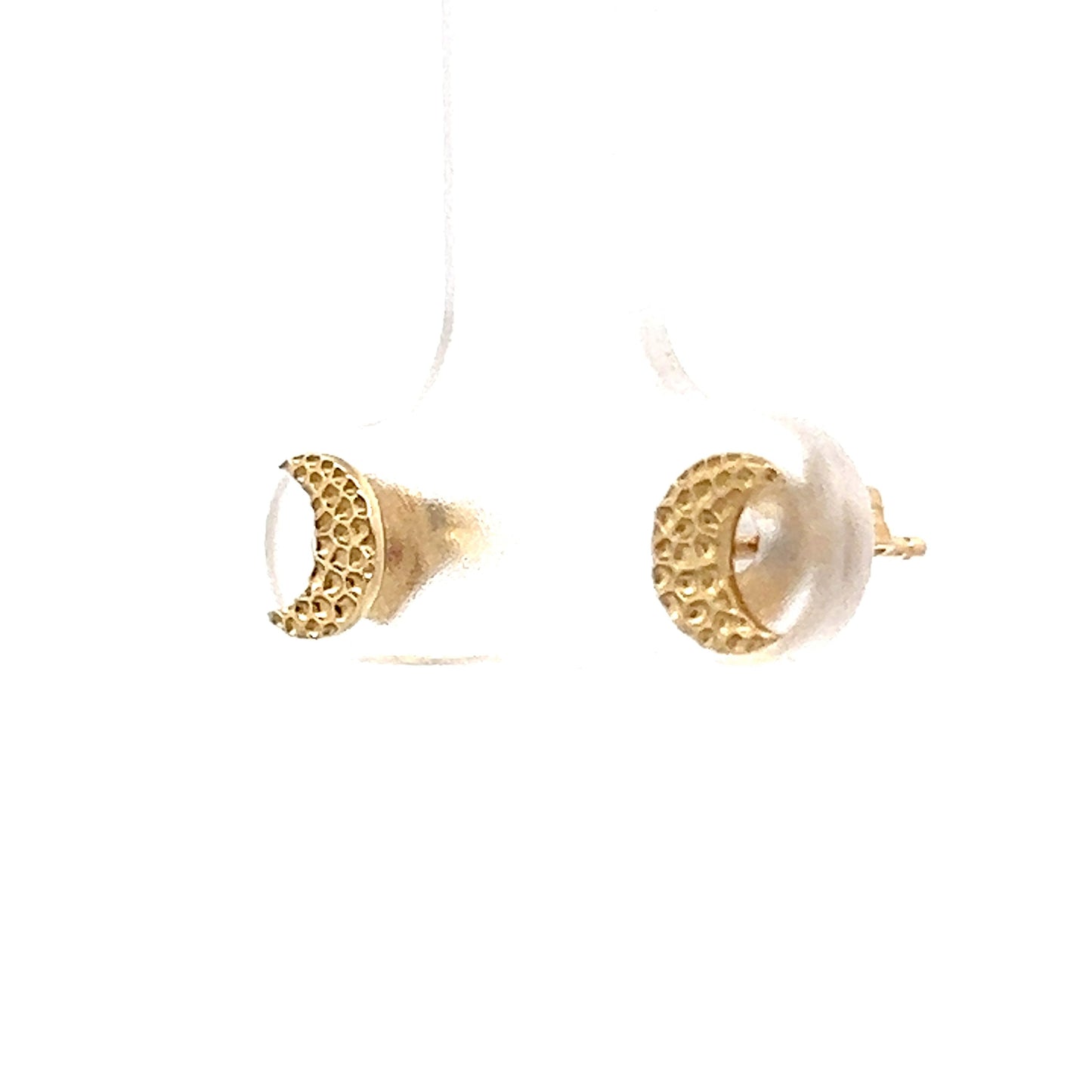 Crescent Moon Stud Earrings in 14k Yellow Gold