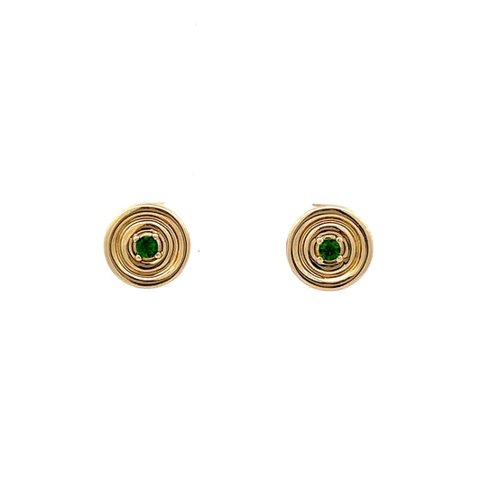 .07 Tsavorite Garnet Stud Earrings in 14k Yellow Gold