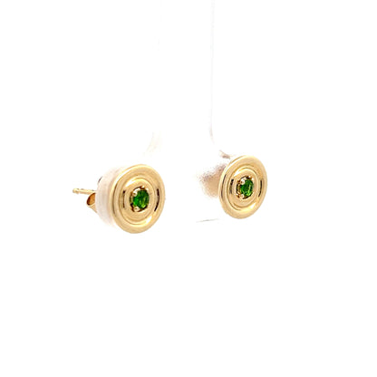 .07 Tsavorite Garnet Stud Earrings in 14k Yellow Gold