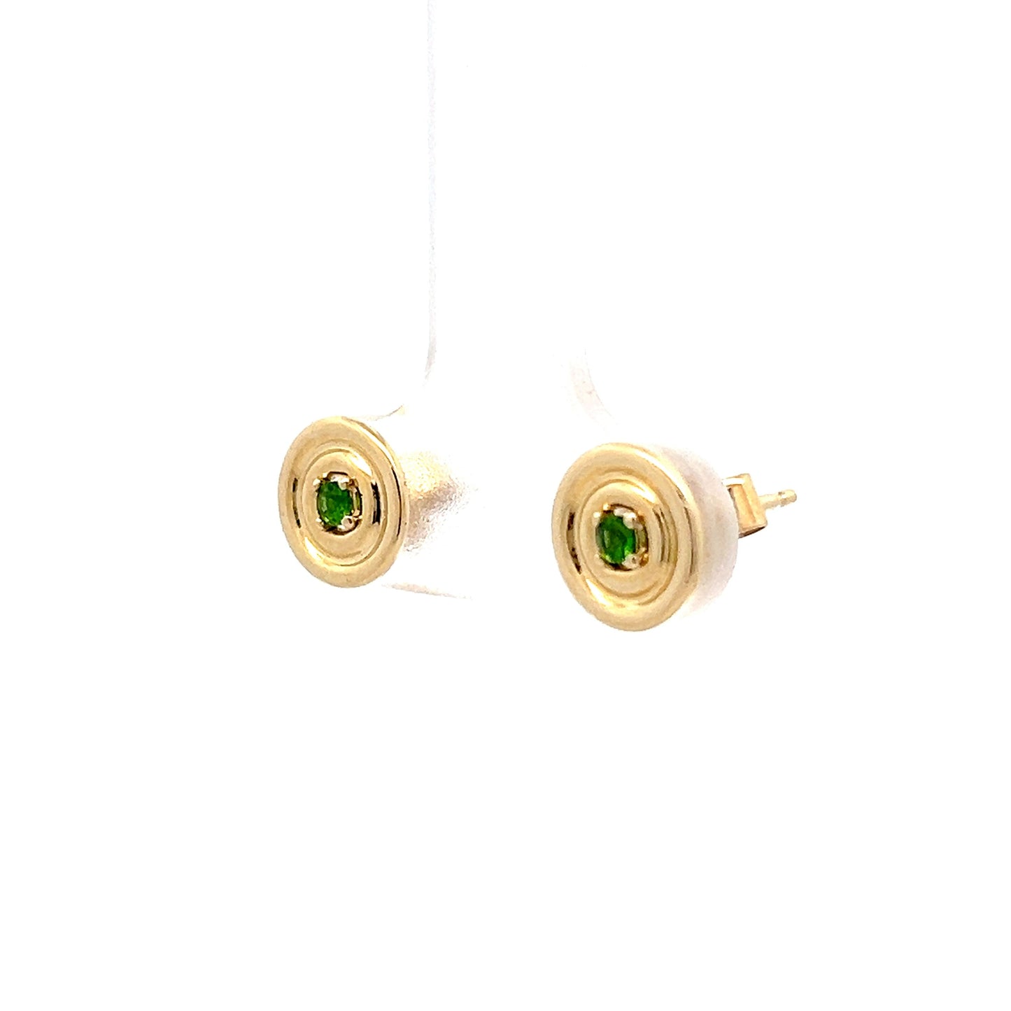 .07 Tsavorite Garnet Stud Earrings in 14k Yellow Gold