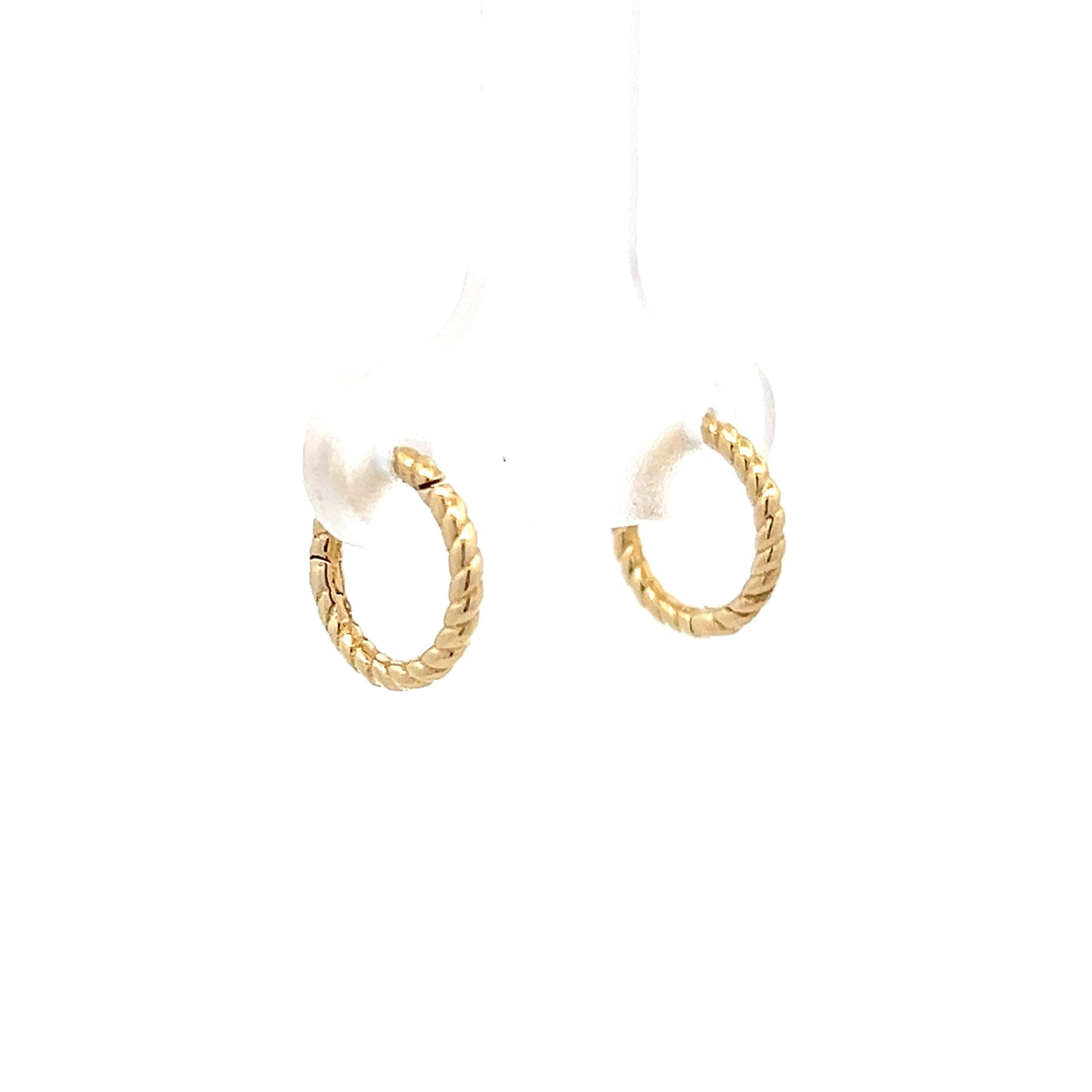 Twisted Rope Huggie Hoop Earrings in 14k