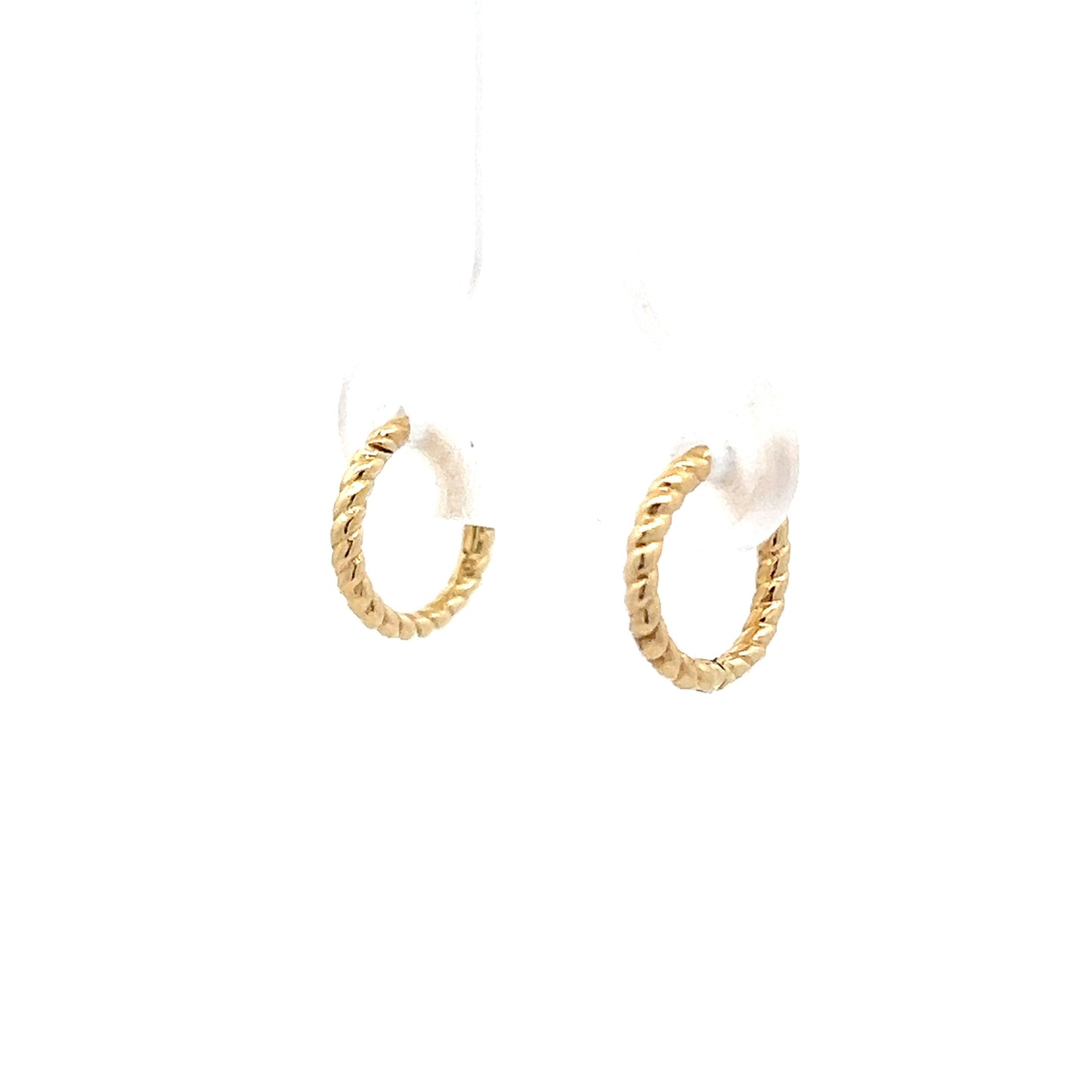 Twisted Rope Huggie Hoop Earrings in 14k