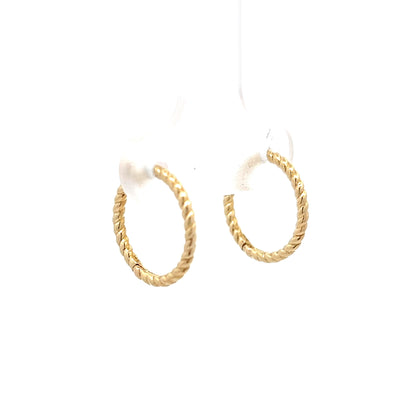 Twisted Rope Huggie Hoop Earrings in 14k Yellow Gold