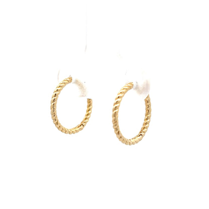 Twisted Rope Huggie Hoop Earrings in 14k Yellow Gold