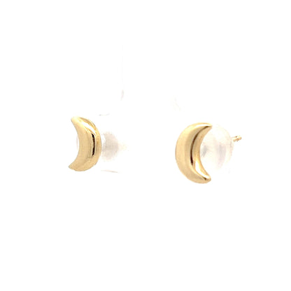 Puffy Moon Stud Earrings in 14k Yellow Gold