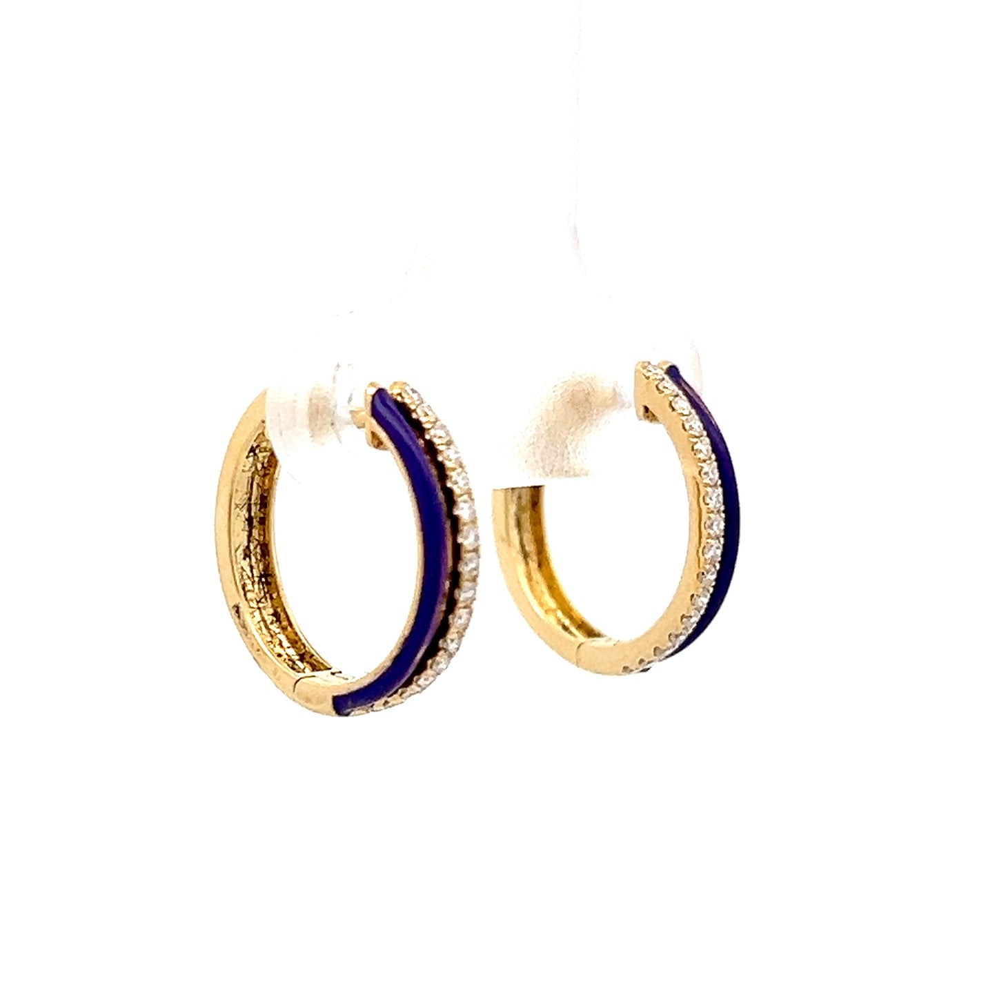 .17 Diamond & Purple Enamel Hoop Earrings in 18k