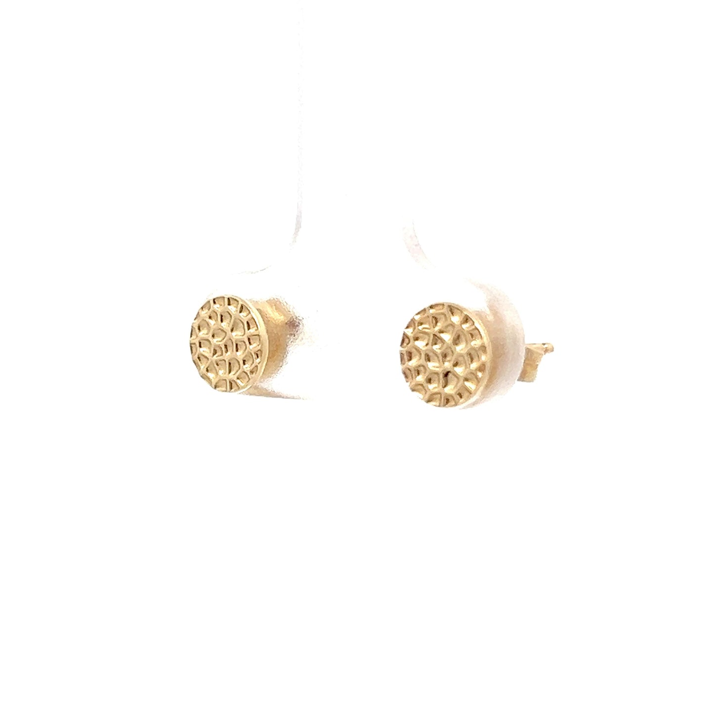 Hammer Texture Stud Earrings in 14k Yellow Gold