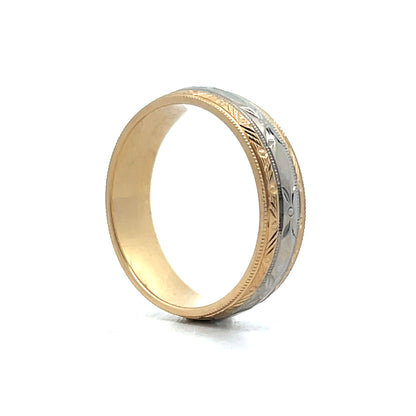 6.5mm Mens Vintage Inspired Orange Blossom Band in 14k