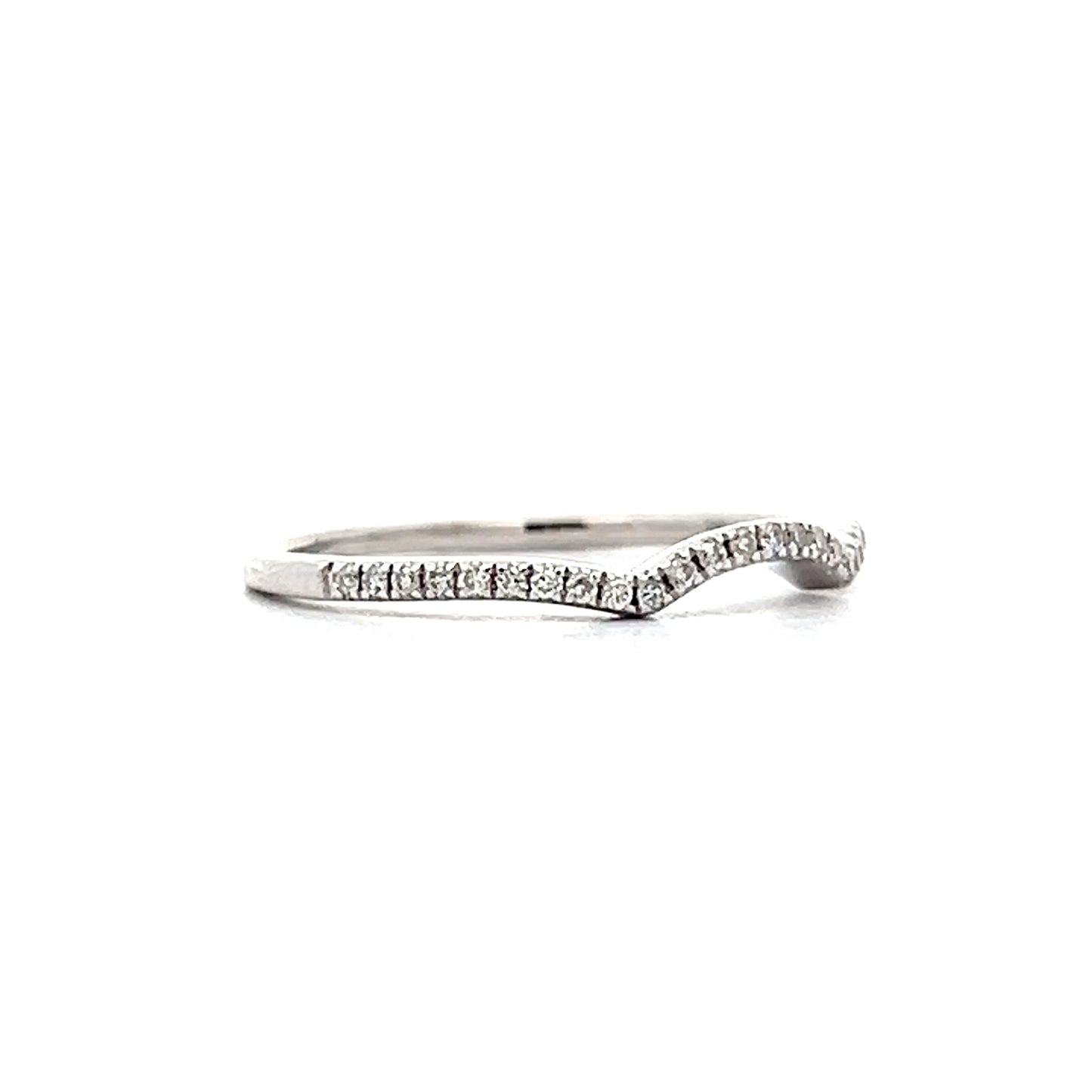 .08 Diamond Contour Wedding Band in 14k White Gold