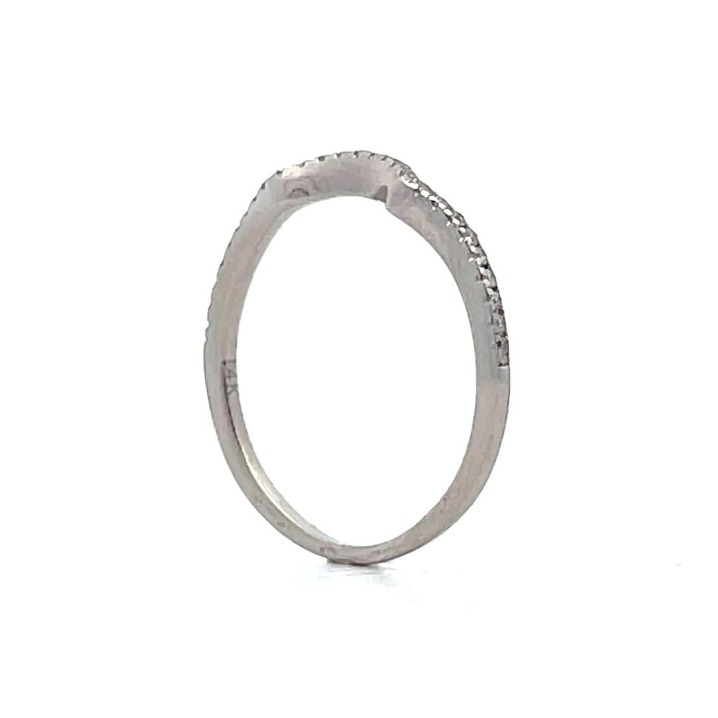 .08 Diamond Contour Wedding Band in 14k White Gold