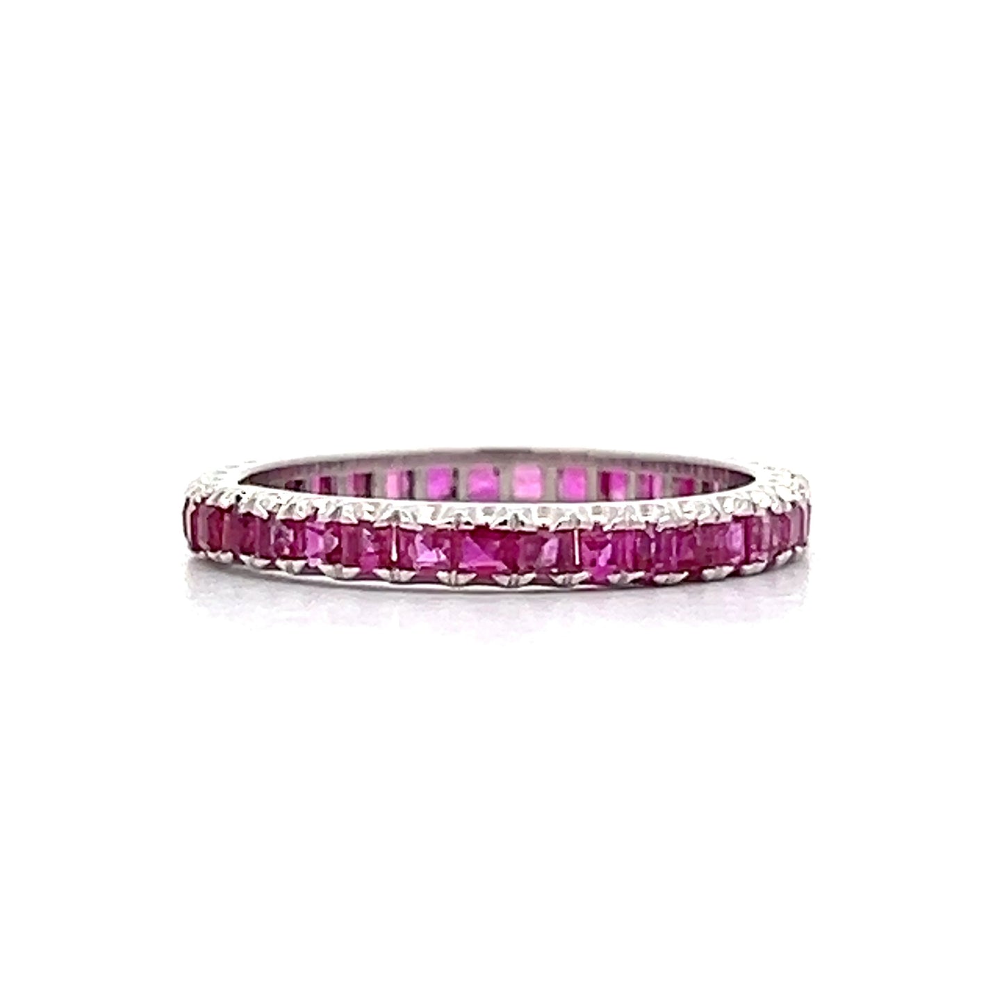 .87 Square Cut Ruby Eternity Band in 14k White Gold