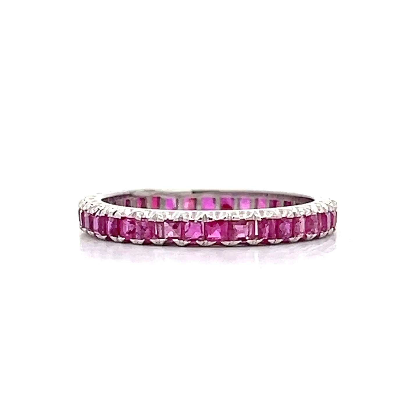 .87 Square Cut Ruby Eternity Band in 14k White Gold