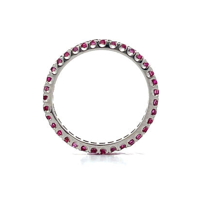 .87 Square Cut Ruby Eternity Band in 14k White Gold