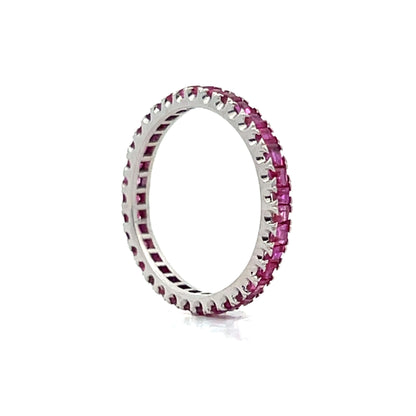 .87 Square Cut Ruby Eternity Band in 14k White Gold