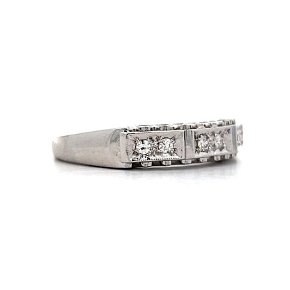 Mens Vintage Diamond Wedding Band in 14k White Gold