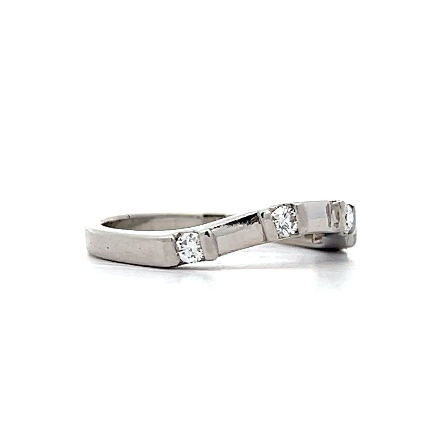 .20 Curved Diamond Wedding Band in Platinum