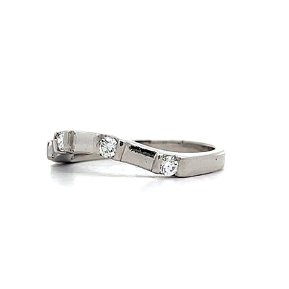 .20 Curved Diamond Wedding Band in Platinum