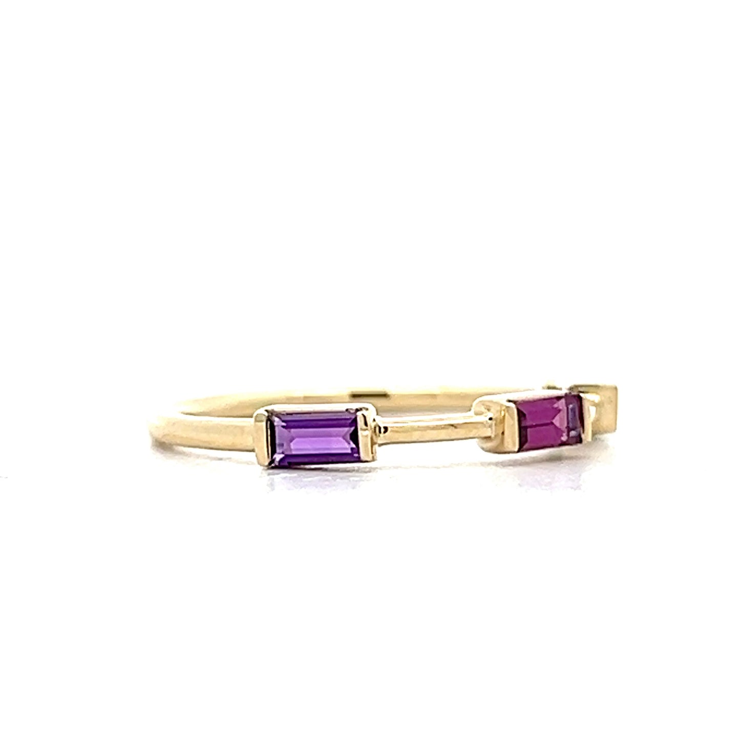 Amethyst & Tsavorite Garnet Stacking Ring in 14k