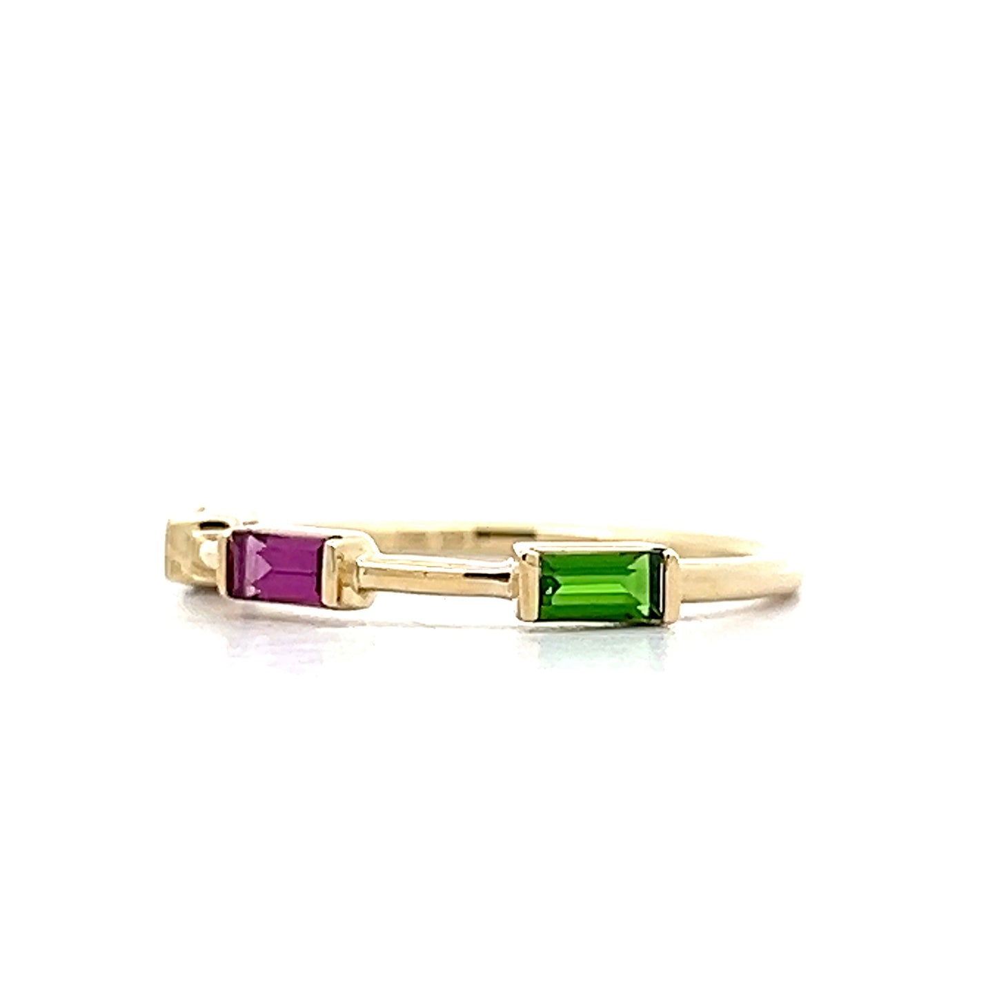 Amethyst & Tsavorite Garnet Stacking Ring in 14k