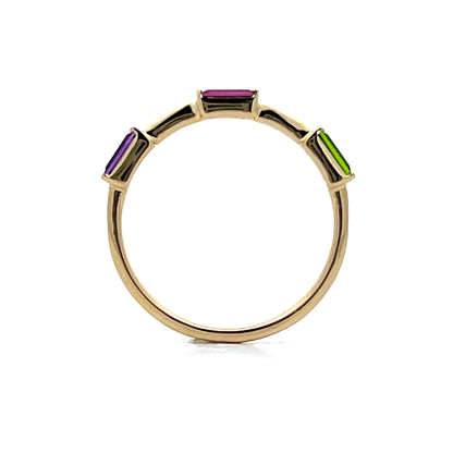 Amethyst & Tsavorite Garnet Stacking Ring in 14k