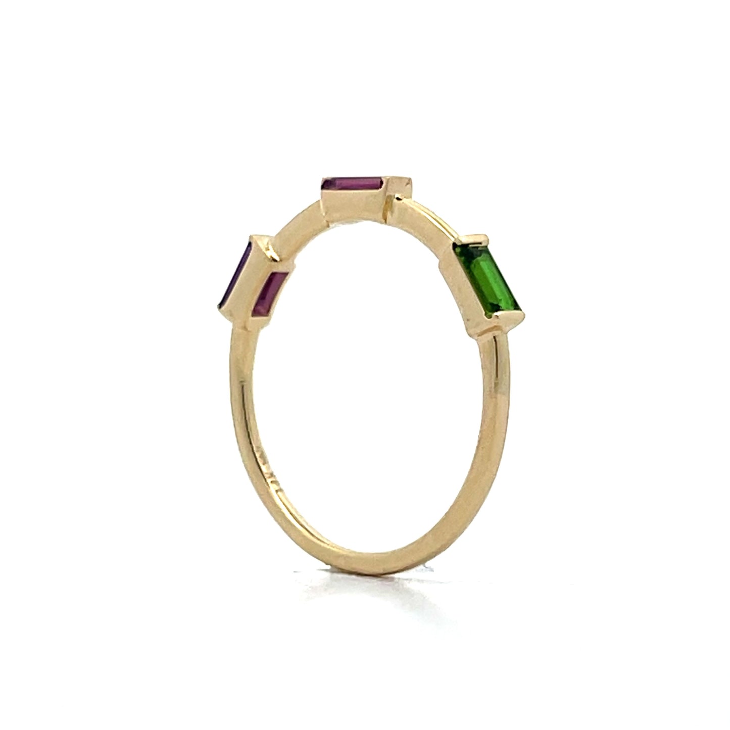 Amethyst & Tsavorite Garnet Stacking Ring in 14k