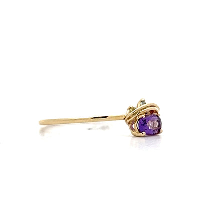 .10 Oval Amethyst Stacking Ring in 14k Yellow Gold