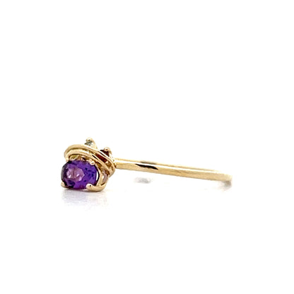 .10 Oval Amethyst Stacking Ring in 14k Yellow Gold