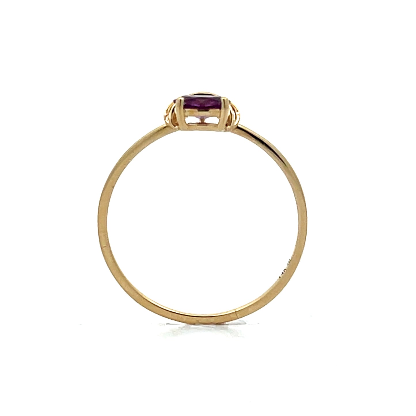 .10 Oval Amethyst Stacking Ring in 14k Yellow Gold