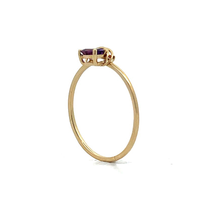 .10 Oval Amethyst Stacking Ring in 14k Yellow Gold