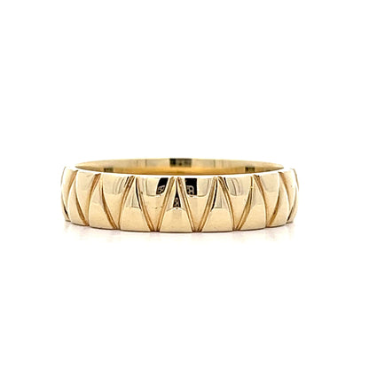 Mens Vintage Inspired Geometric Wedding Band in 14k