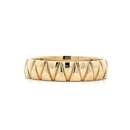 Mens Vintage Inspired Geometric Wedding Band in 14k