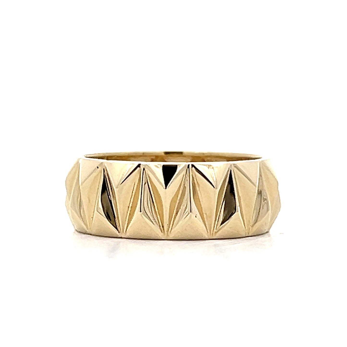 7mm Vintage Inspired Triangular Geometric Band in 14k