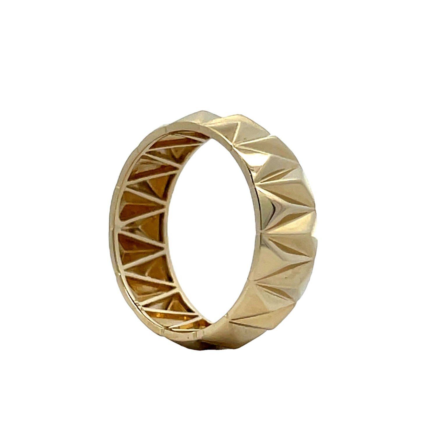 7mm Vintage Inspired Triangular Geometric Band in 14k