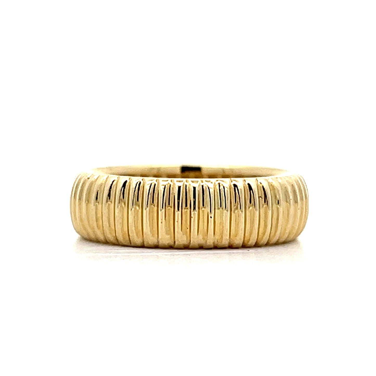 Ridge Textured Wedding Band in 14k Yellow Gold