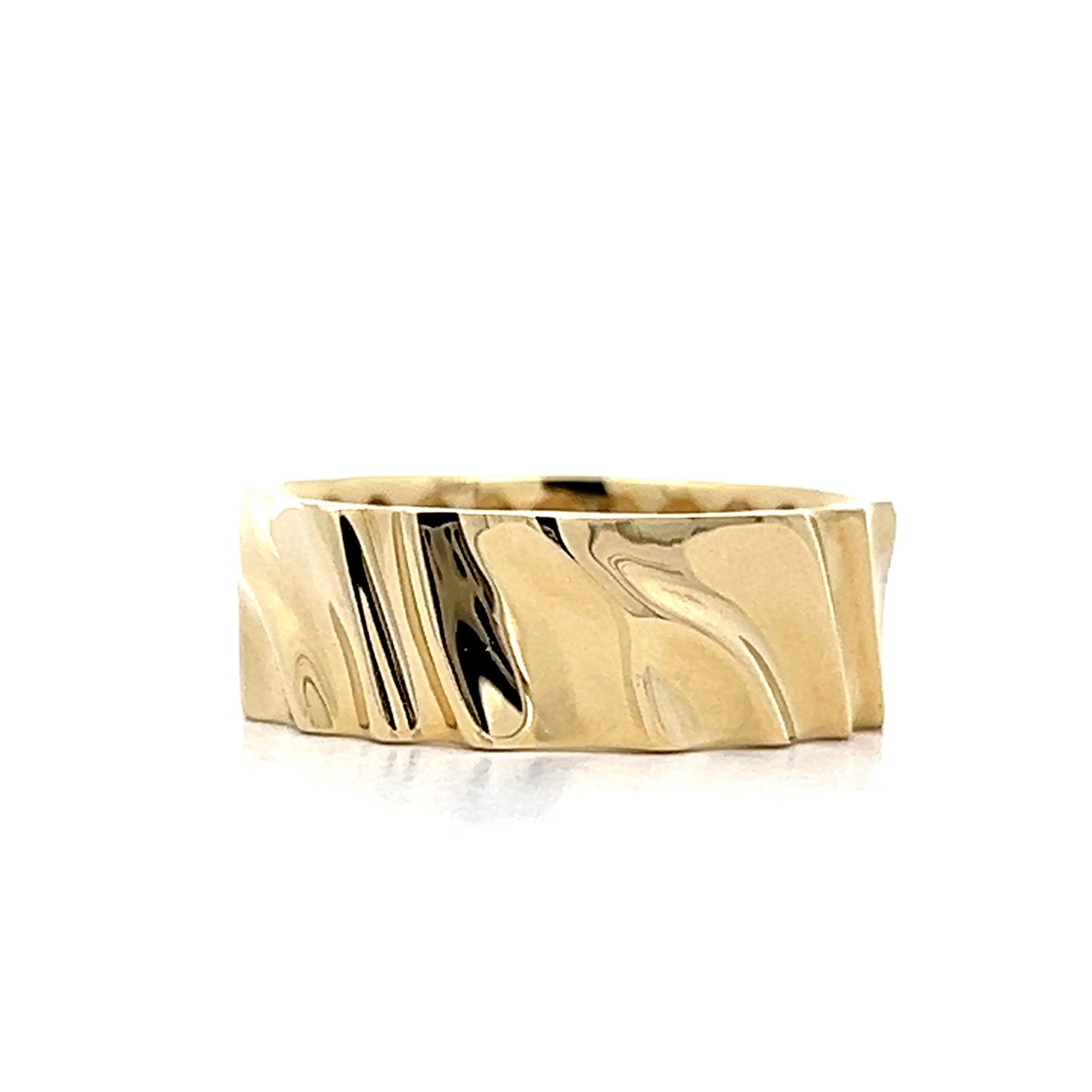 Wavy Textured Wedding Band in 14k Yellow Gold