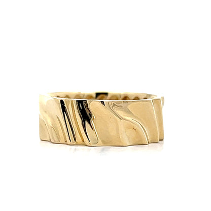 Wavy Textured Wedding Band in 14k Yellow Gold