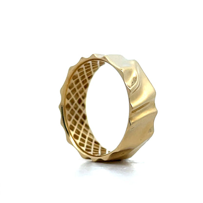 Wavy Textured Wedding Band in 14k Yellow Gold