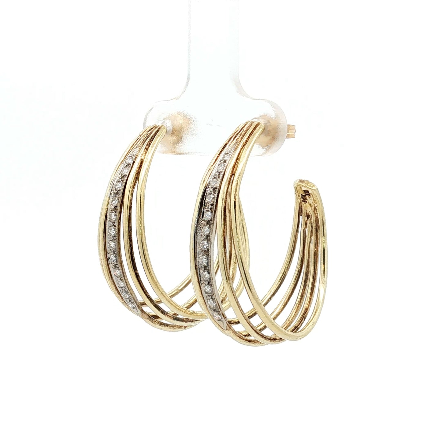 .24 Vintage Diamond Two-Tone Hoop Earrings 14k