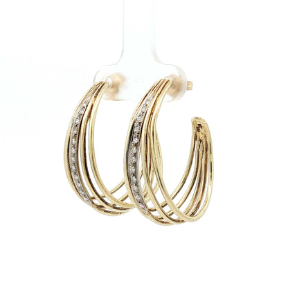 .24 Vintage Diamond Two-Tone Hoop Earrings 14k