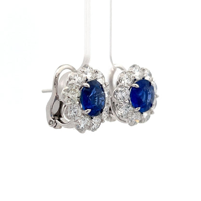 5.10 Sapphire & Diamond Halo Earrings in Platinum