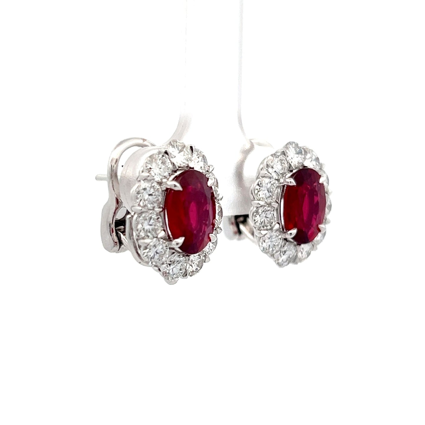 3.67 Ruby & Diamond Stud Earrings in Platinum