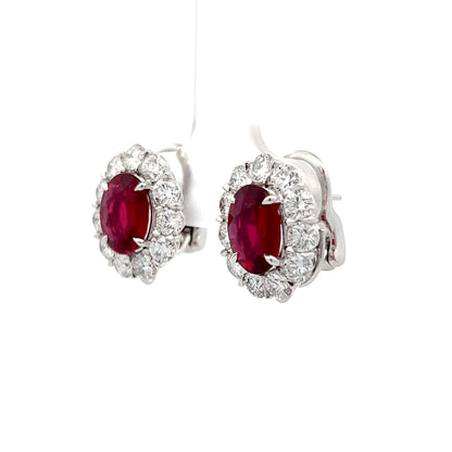 3.67 Ruby & Diamond Stud Earrings in Platinum