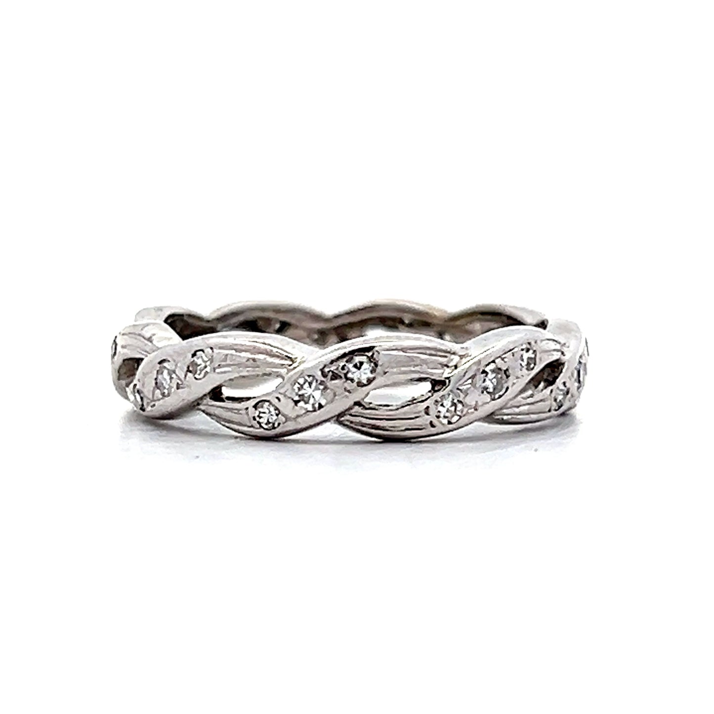 .20 Twisted Single Cut Diamond Eternity Band in 14k