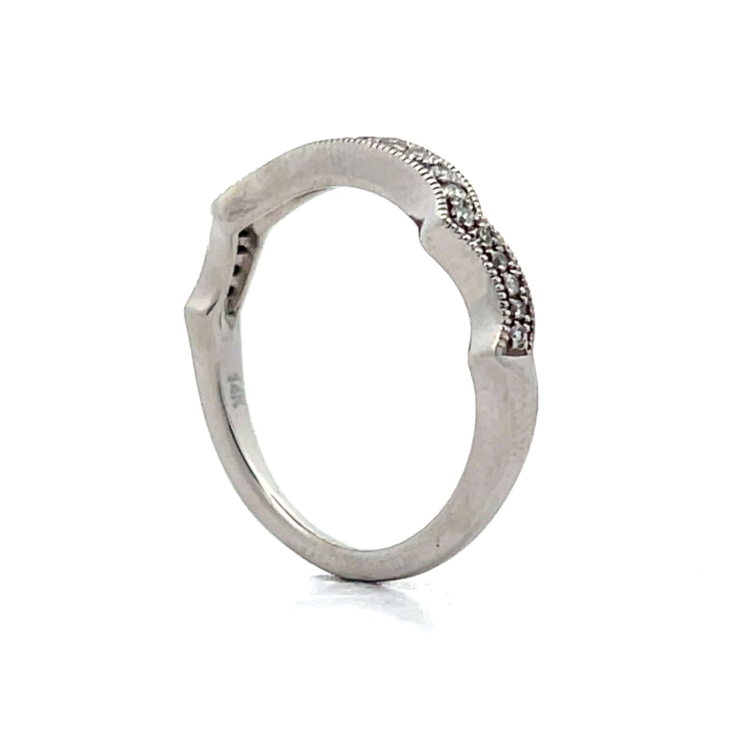 .16 Diamond Contour Wedding Band in 14k White Gold