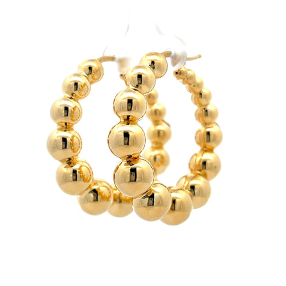 Textured Bubble Hoop Earrings in 18k Yellow Gold