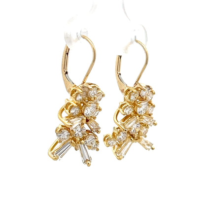 2.22 Round & Baguette Diamond Earrings in 18k