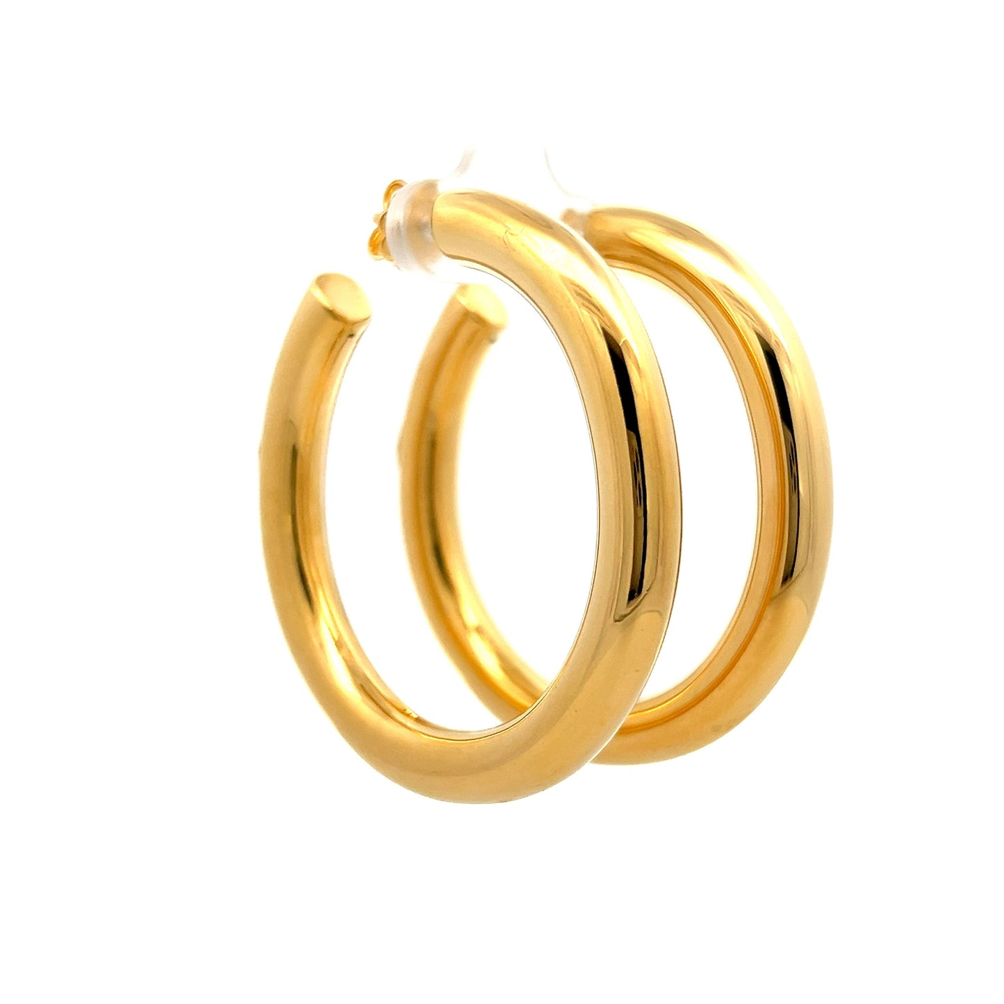 Hollow Tube Hoop Earrings in 18 Yellow Gold