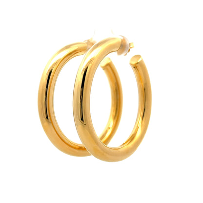 Hollow Tube Hoop Earrings in 18 Yellow Gold