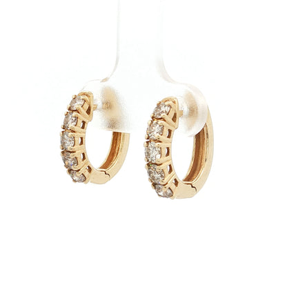 .90 Round Brilliant Diamond Hoop Earrings 14k