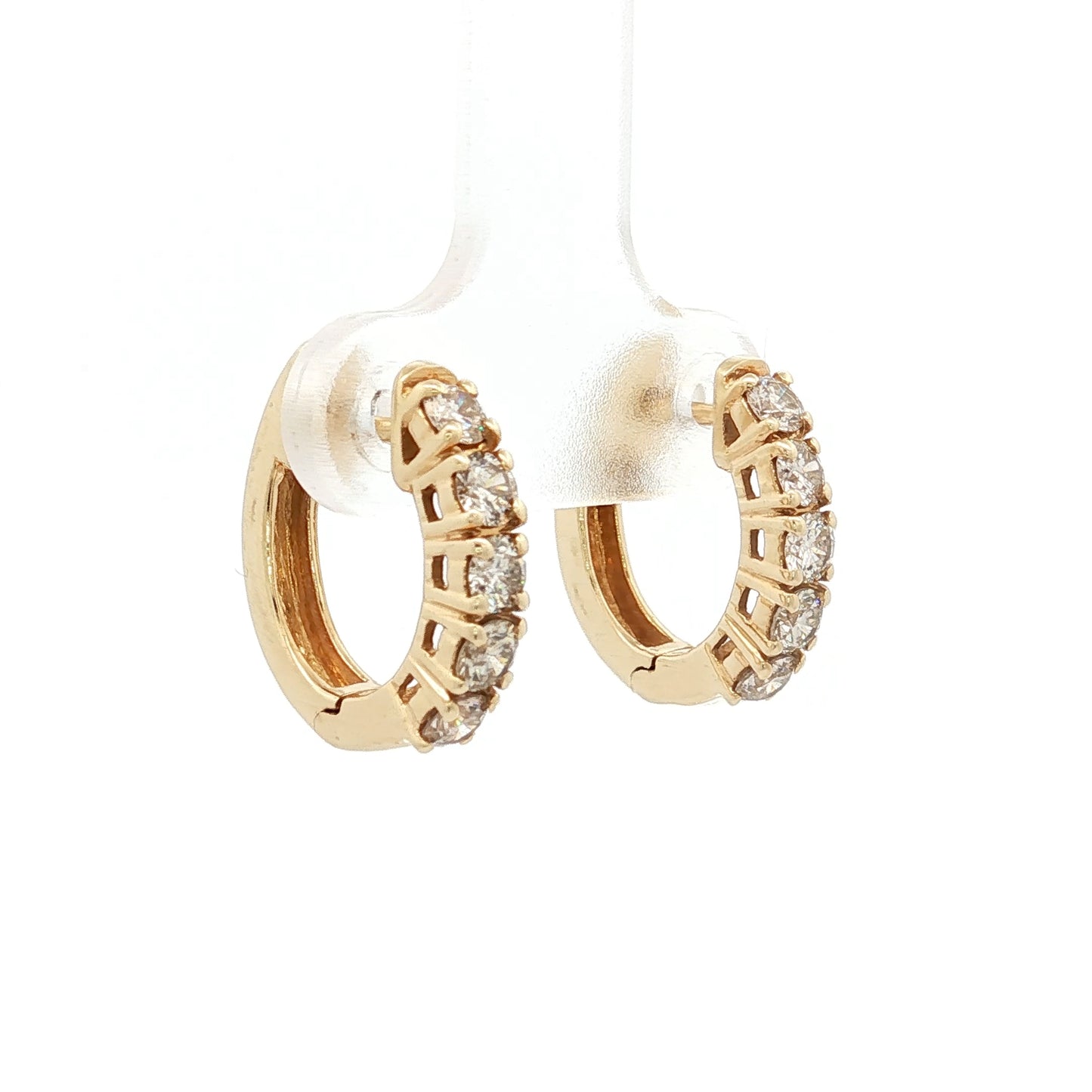 .90 Round Brilliant Diamond Hoop Earrings 14k